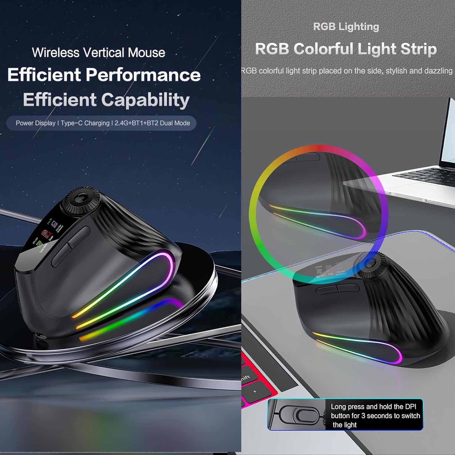 XM7 mouse with vibrant RGB lighting strip