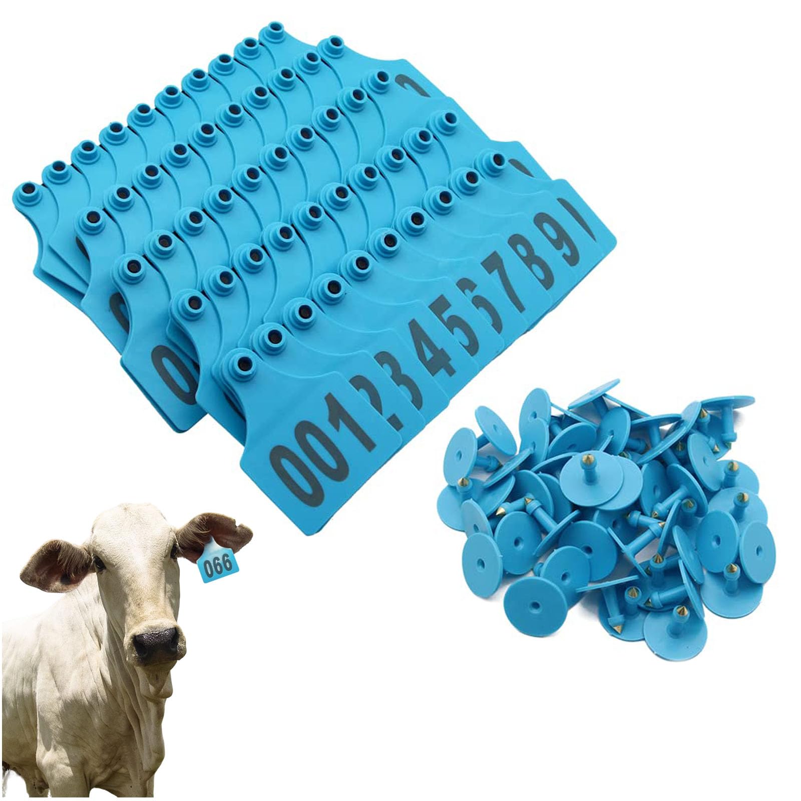 Ohrmarken für Nutztiere, Ohrmarken for Nutztiere, Packung mit 100 Stück mehreren Nummernbereichen(Blue,901-1000)