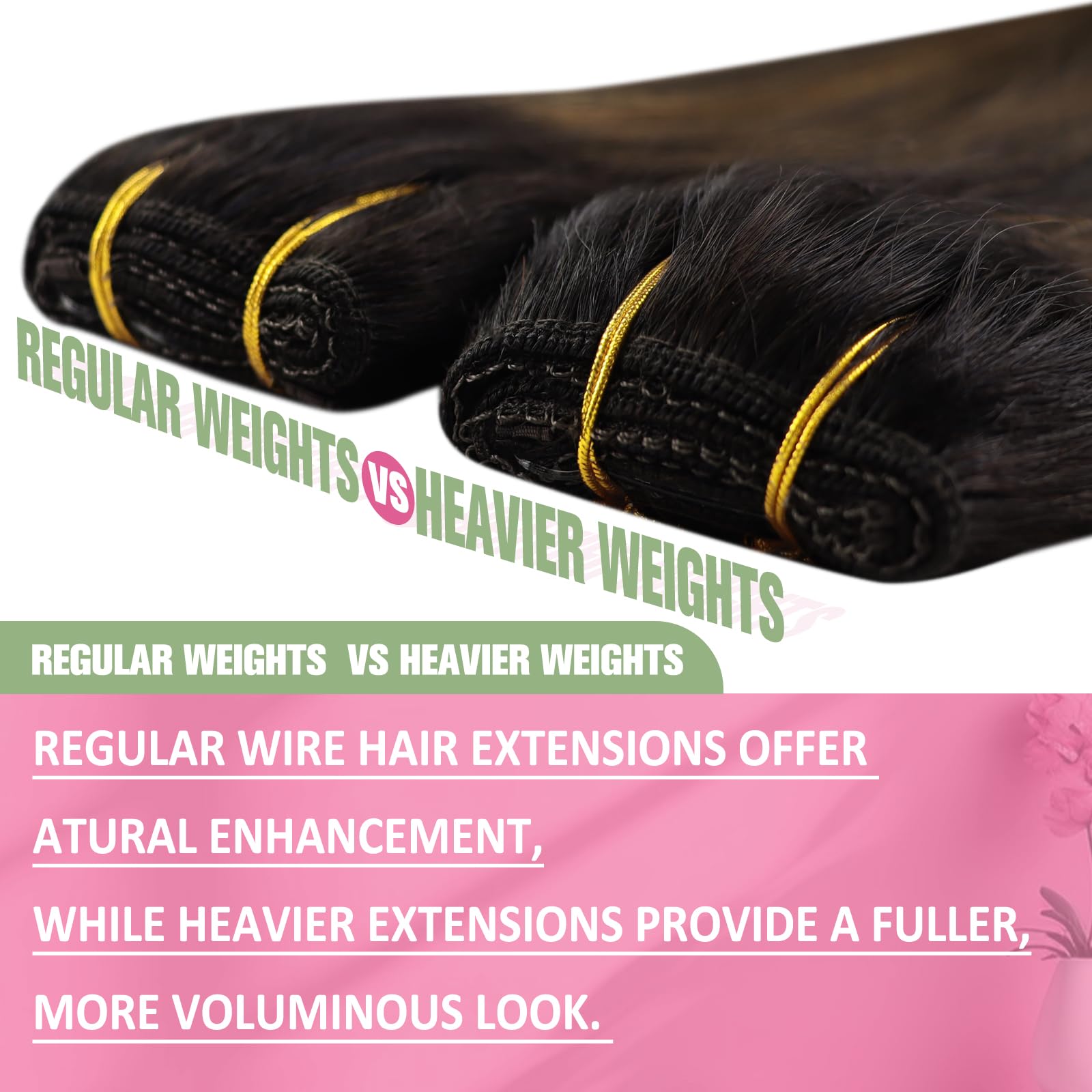 YoungSee Wire Hair Extensions Brown Balayage Invisible Wire Hair Extensions Real Human Hair Dark Brown Mix Medium Brown One Pice Hair Extensions Short Straight Hair 70G 12Inch — view 6