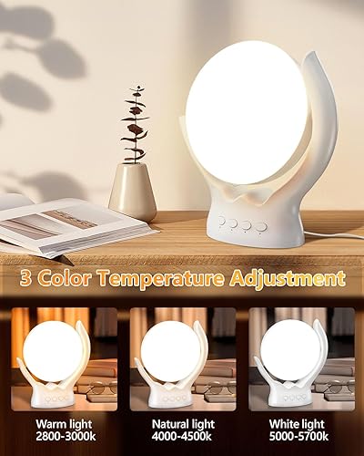 Miniatura 10 de Trushome Lámpara de terapia de luz de 10000 lux, giratoria, LED sin rayos UV, lámpara de terapia de luz solar con 3 temperaturas de color y 5