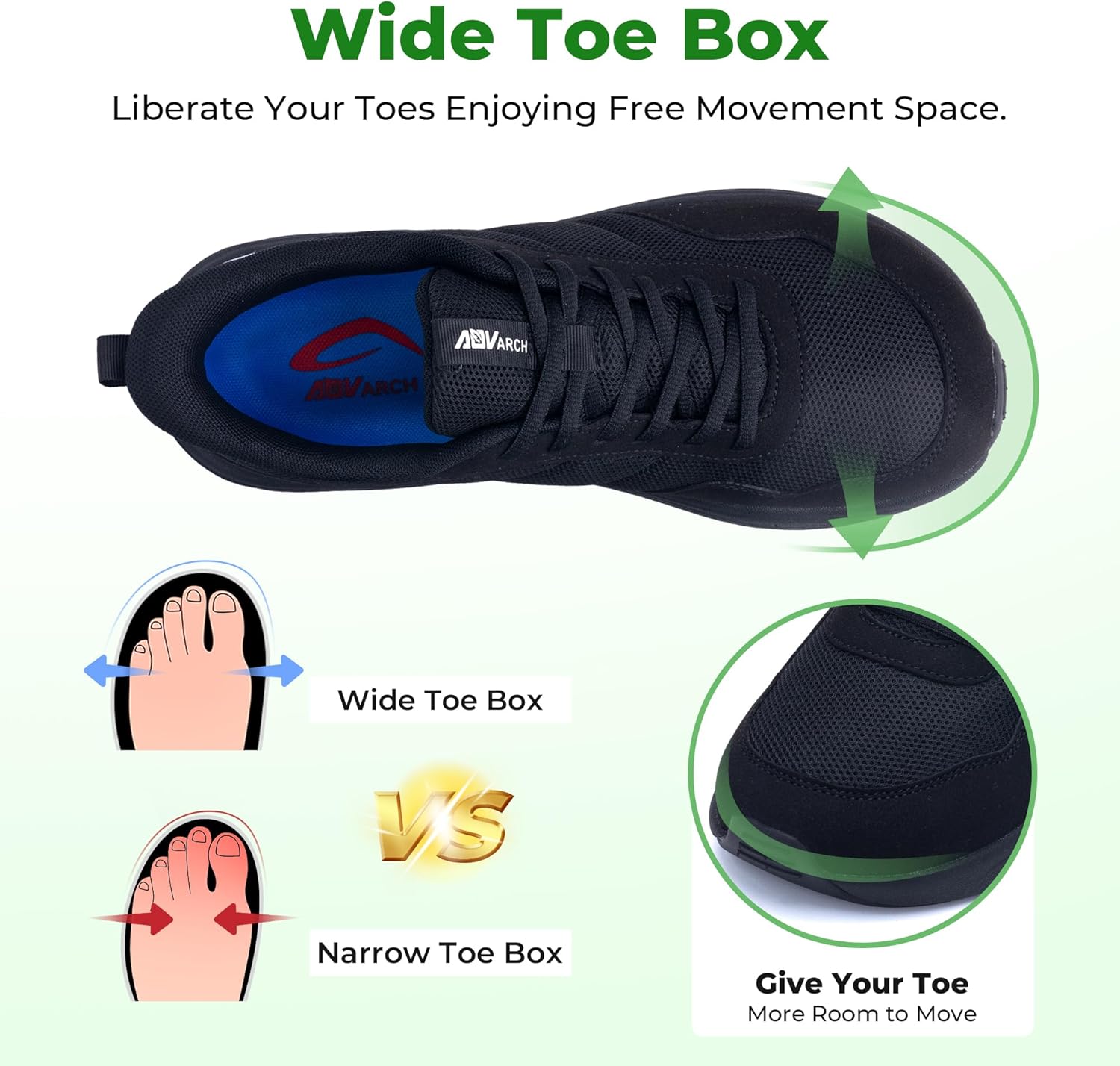 MAFEKE Mens Wide Toe Box Walking Shoes Orthotic Running Sneakers Arch Support Tennis Athletic Shoes for Plantar Fasciitis Bunions US 8-13