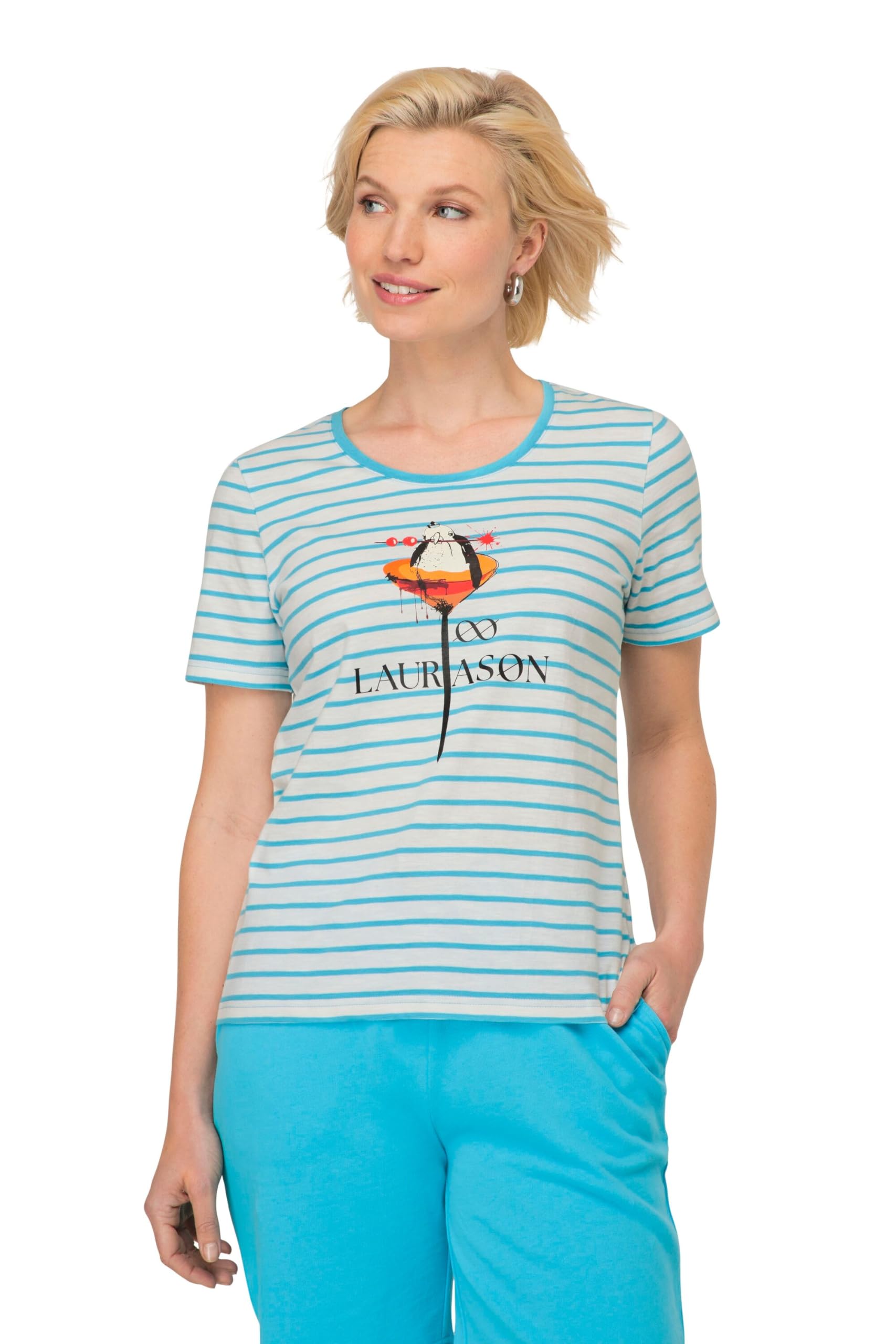 Laurasøn T-Shirt, Möven Print, Rundhals, Halbarm, Oeko-TEX Made in Green 820498