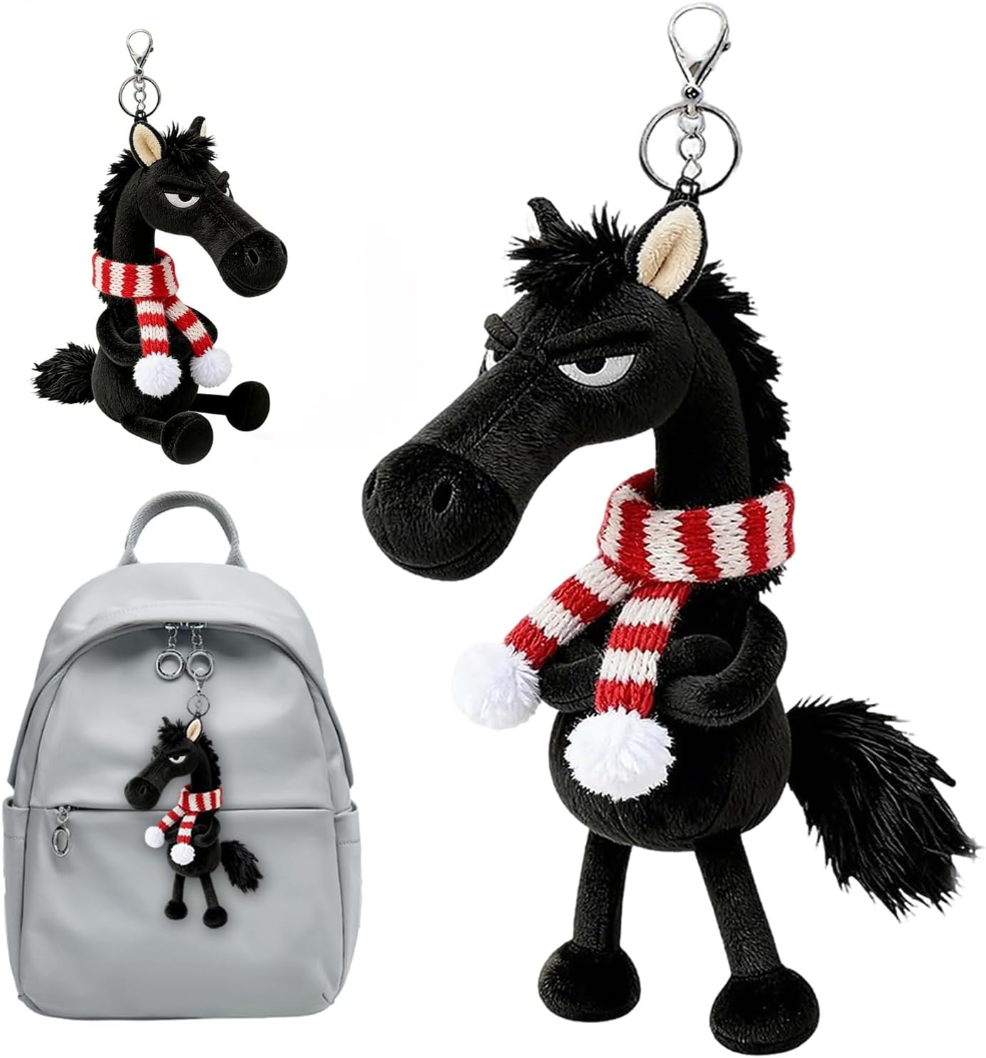 Mascotte fortunata dell'anno del cavallo,20 cm Giocattoli di Peluche cavallo,Bambola di peluche cavallo,Portachiavi a forma di c-avallo,Portachiavi a forma di animali,C-avallo Plush Toy per zaino (M1)