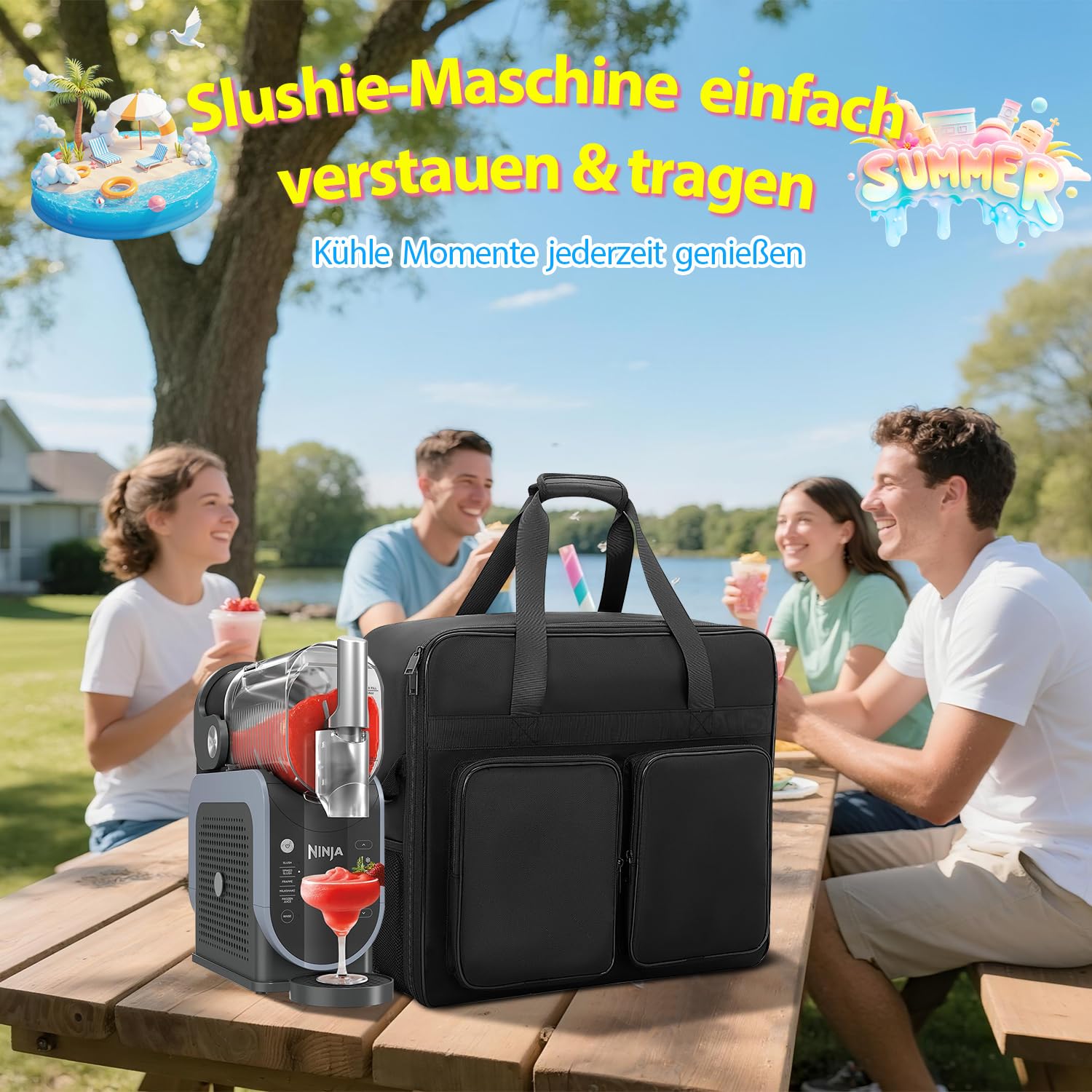 Bolsa de transporte para máquina de granizado Ninja FS301/FS300, accesorios para máquina de granizado ninja, bolsa de almacenamiento portátil para exteriores con apertura frontal, diseño de varios