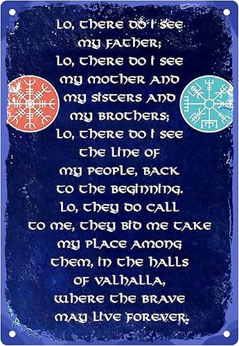 Letrero de metal retro con texto en inglés "Viking Prayer, Thirteenth Warrior, Lo There Do I See My Father", póster de pared para interiores y