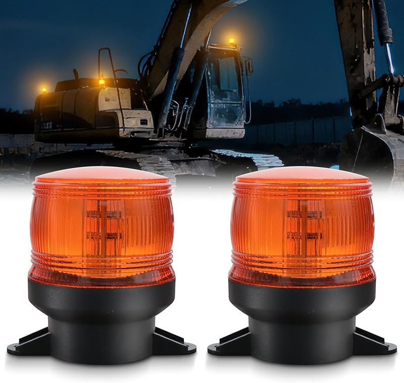 2PCS Amber Emergency Strobe Lights, Universal Flashing Warning Lights | 30 LED High Visibility Beacon Lamp, IP65 Waterproof Rating, for Cars, Truck, Vans,Tows, Tractors, Forklifts, Vehicles