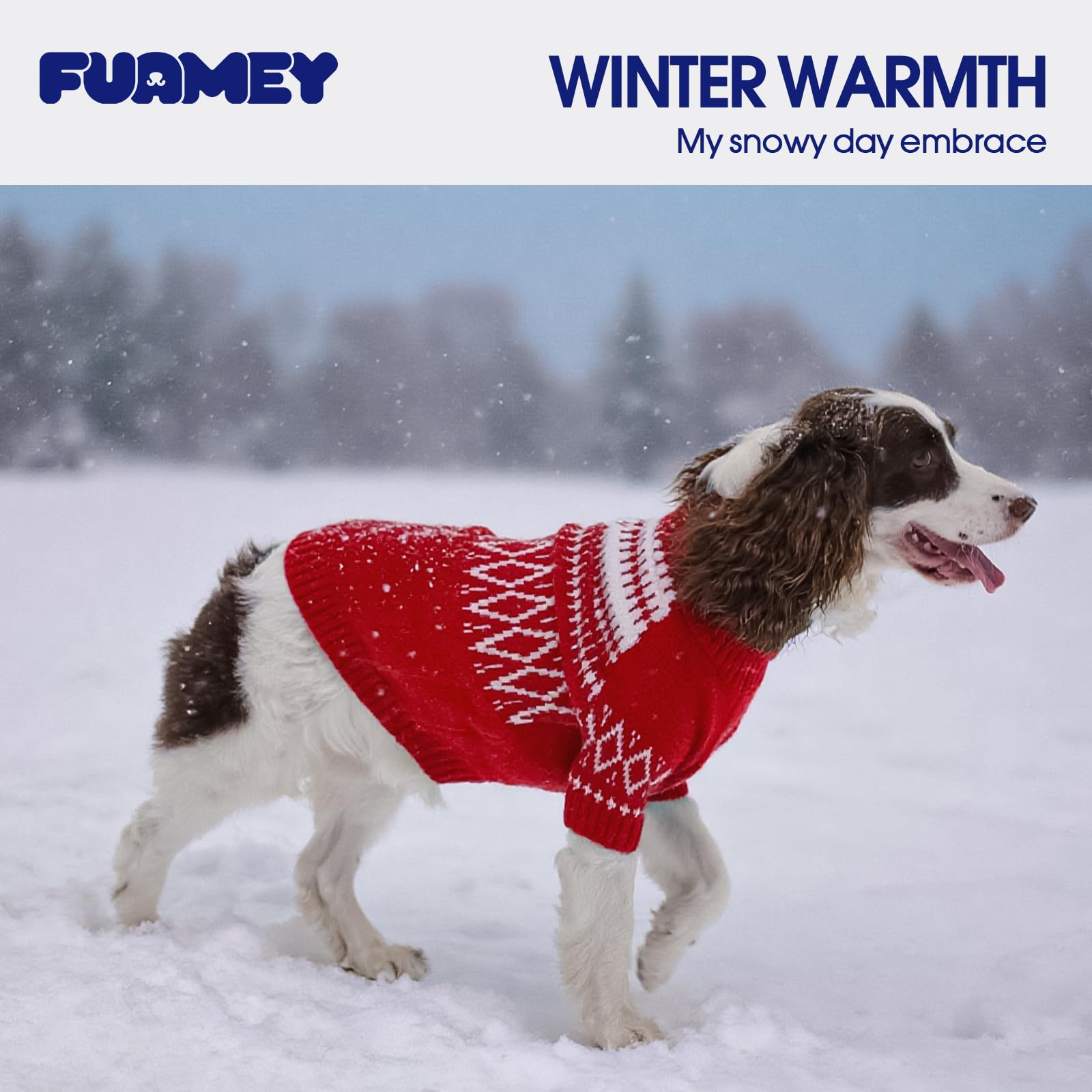 FUAMEY Maglione per cani, extra large, morbido maglione natalizio lavorato a maglia per cani, comodo maglione in pile per cagnolini, caldo abbigliamento invernale a collo alto per il freddo, vestito