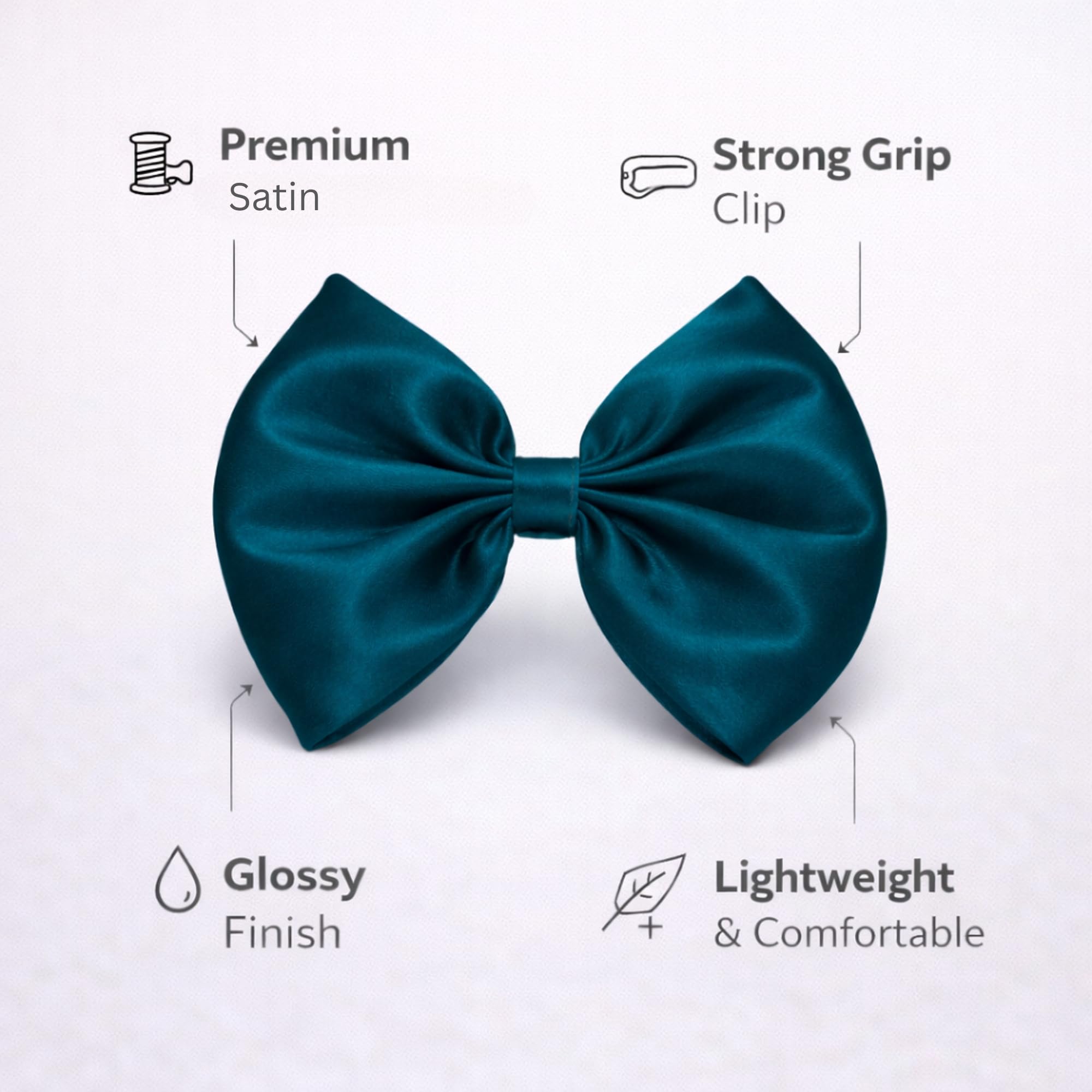 HAIRBERRY® Satin Hair Bow Clip for Women & Girls – Premium Soft Satin Fabric, Elegant Solid Color Bow for Daily, Party & Festive (Dark Teal) 1