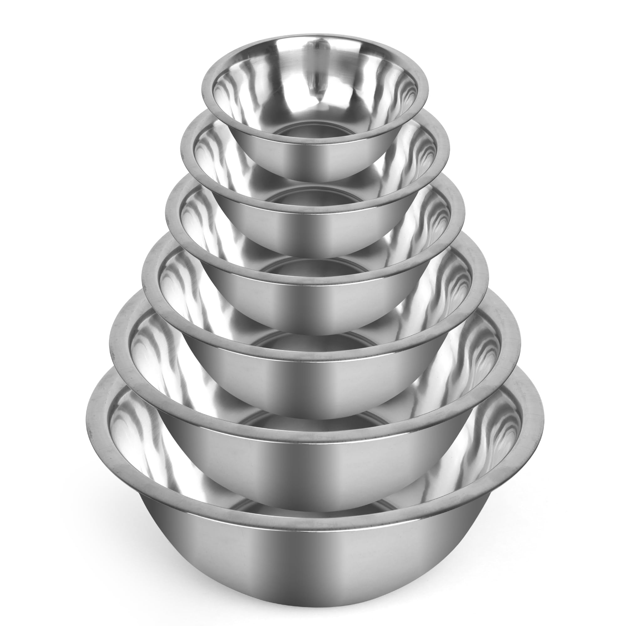 Culinary Depot Stainless Steel Mixing Bowls Set of 6 for Cooking, Baking, Meal Prep, Serving, Nesting Bowls, Salads 3/4-1.5 - 3-4 - 5-8 Quarts