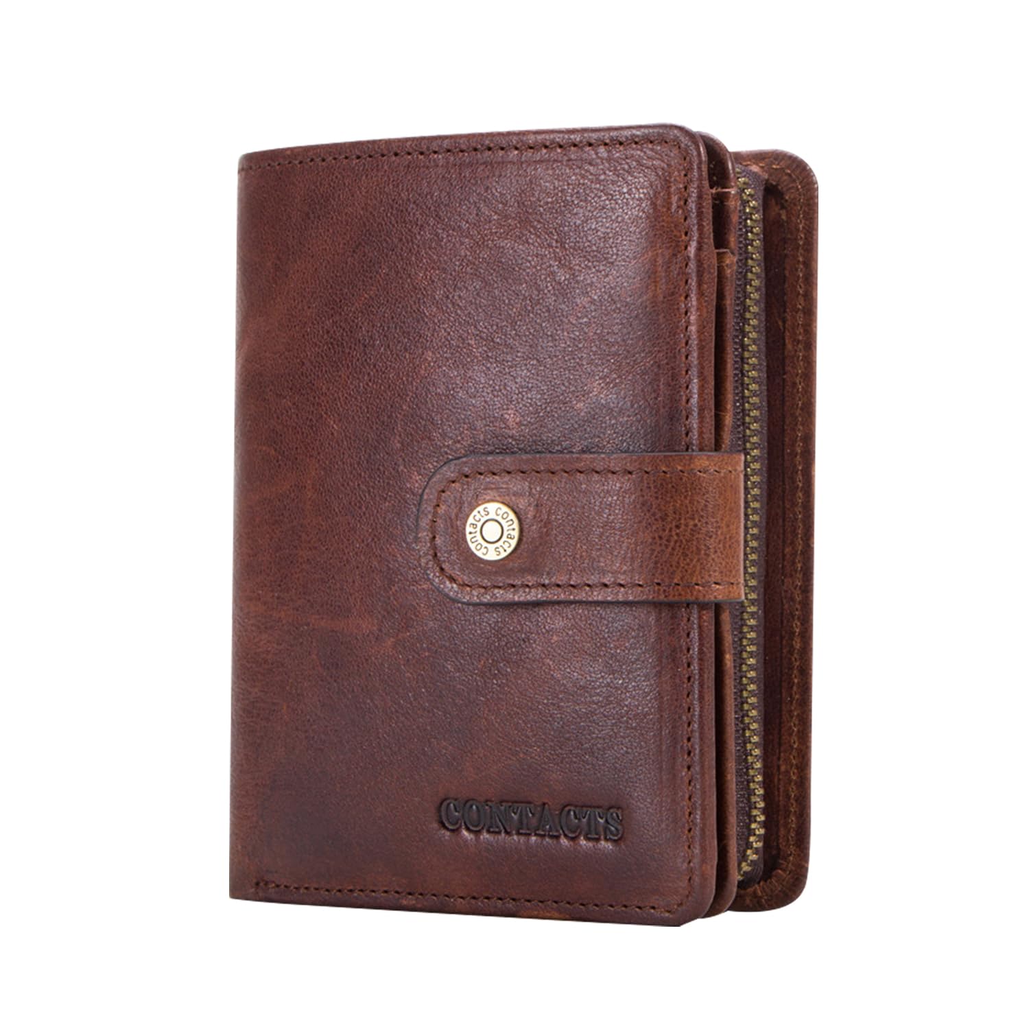 FANDARE Mode Geldbörse Herren mit RFID Kurz Geldbörse Brieftasche Portemonnaie Leder Geldbeutel mit 12 * Kreditkartenfächern, 1*Münzfach, für Reise, Party, Hochzeit, geschäft Braun