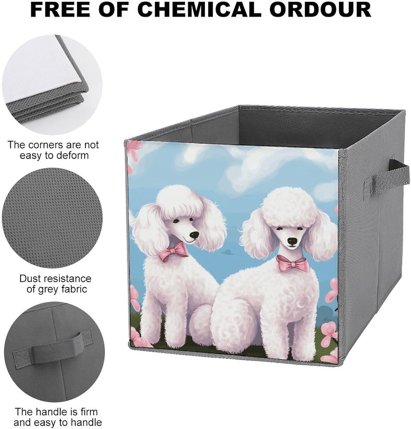 Folding Storage Bins Oxford Fabric Clothes Storage Boxes with Handles | Poodles Dogs Cube Organizer, Easy to Store, Multi Functional Cube Storage Organizer for Office Bedroom