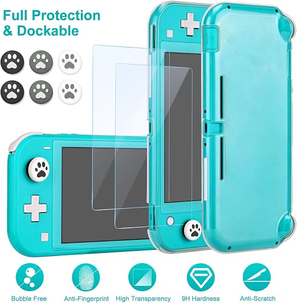 innoAura innoAura Switch Lite Case 12-in-1 Accessories Bundle for NS Switch Lite (2019), with Protective Carrying Case, Hand Strap, Screen Protector & Cute Thumb Grips, Black in use