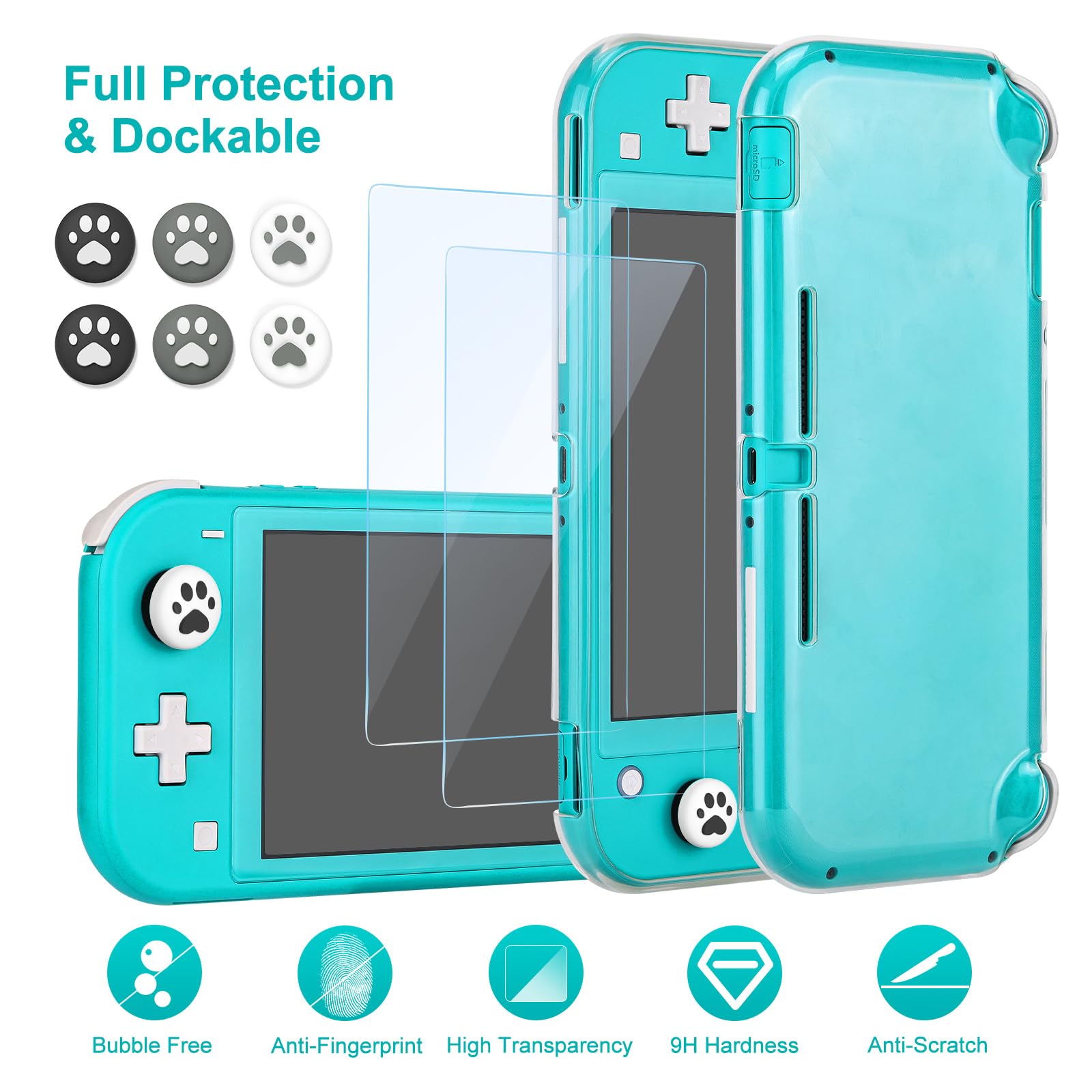 innoAura innoAura Switch Lite Case 12-in-1 Accessories Bundle for NS Switch Lite (2019), with Protective Carrying Case, Hand Strap, Screen Protector & Cute Thumb Grips, Black in use