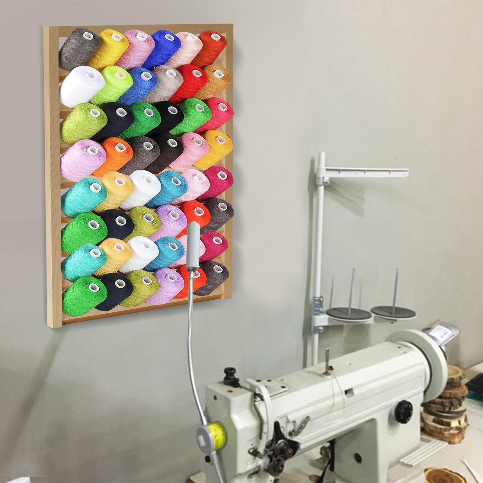 Wooden Thread Holder 54 Spool Rack - Wall-Mounted Sewing Organizer With Screws