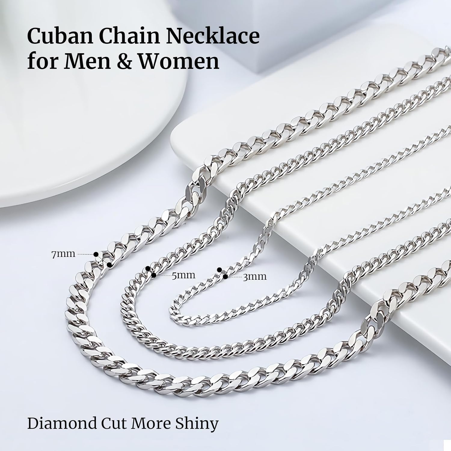 Cuban Link Chain Necklace for Men and Women, Solid 18K Gold Plated/S925 Sterling Silver Italian 5mm Diamond Cut Curb Chain for Men (Sliver/Gold, 18-22inch) - Image 3