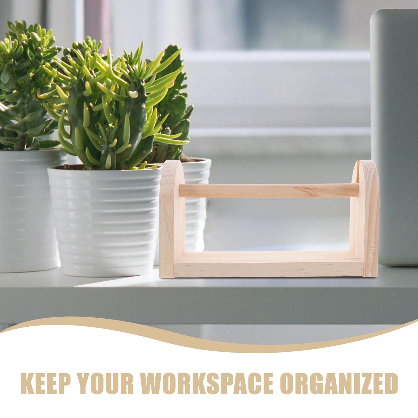 Healeved Dispenser per Nastro Adesivo Grande in Legno Porta Nastro Adesivo da Scrivania Ampia Capacità Supporto Decorativo per Ufficio Aula e Casa Organizer per Pezzi di Mascheratura e