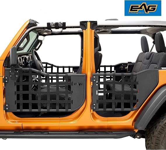EAG Matrix Tubular Door Set with Side View Mirror Pair Fit for 2018-2022 Wrangler JL 4 Door Only