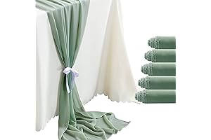 5 Pack Sage Green Chiffon Romantic Tulle Table Runner For Wedding Table Decoration