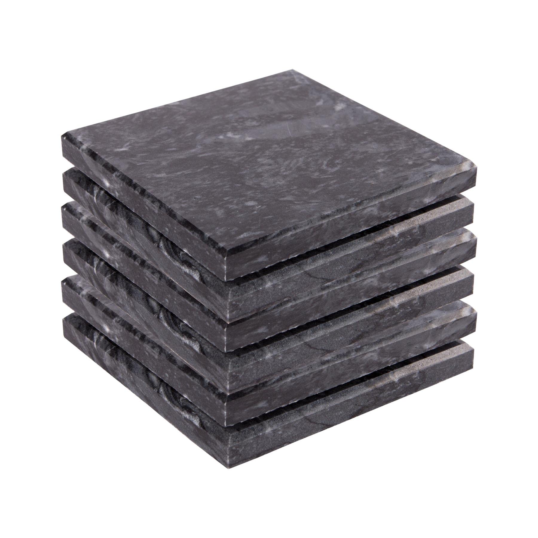 Argon Tableware Black Square Marble Coasters - Pack Of Six