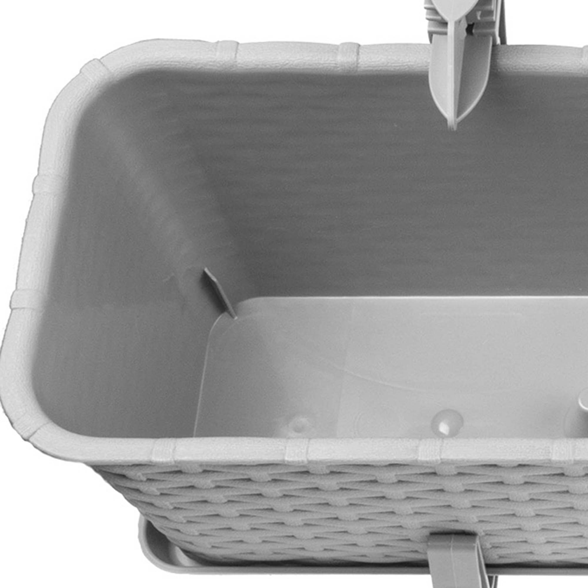 KADAX Macetas de Plástico Imitación Ratán, Maceteros Rectangulares con Platillos y Soportes para Exterior, Jardineras Colgantes (3: Gris, 60 cm, Aprox. 36L)