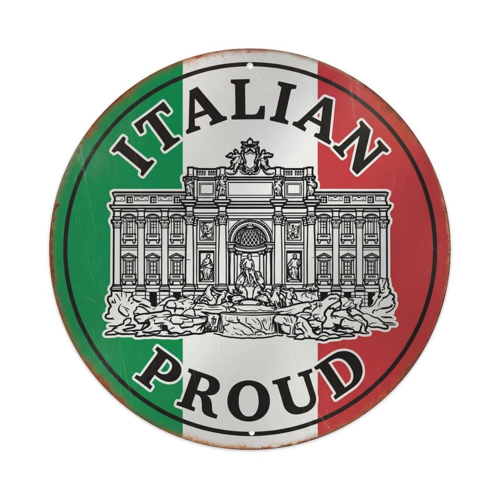 Olhnbad Style Italian Proud Trevi Fountain Landmark Heritage Emblem Metal Tin Sign