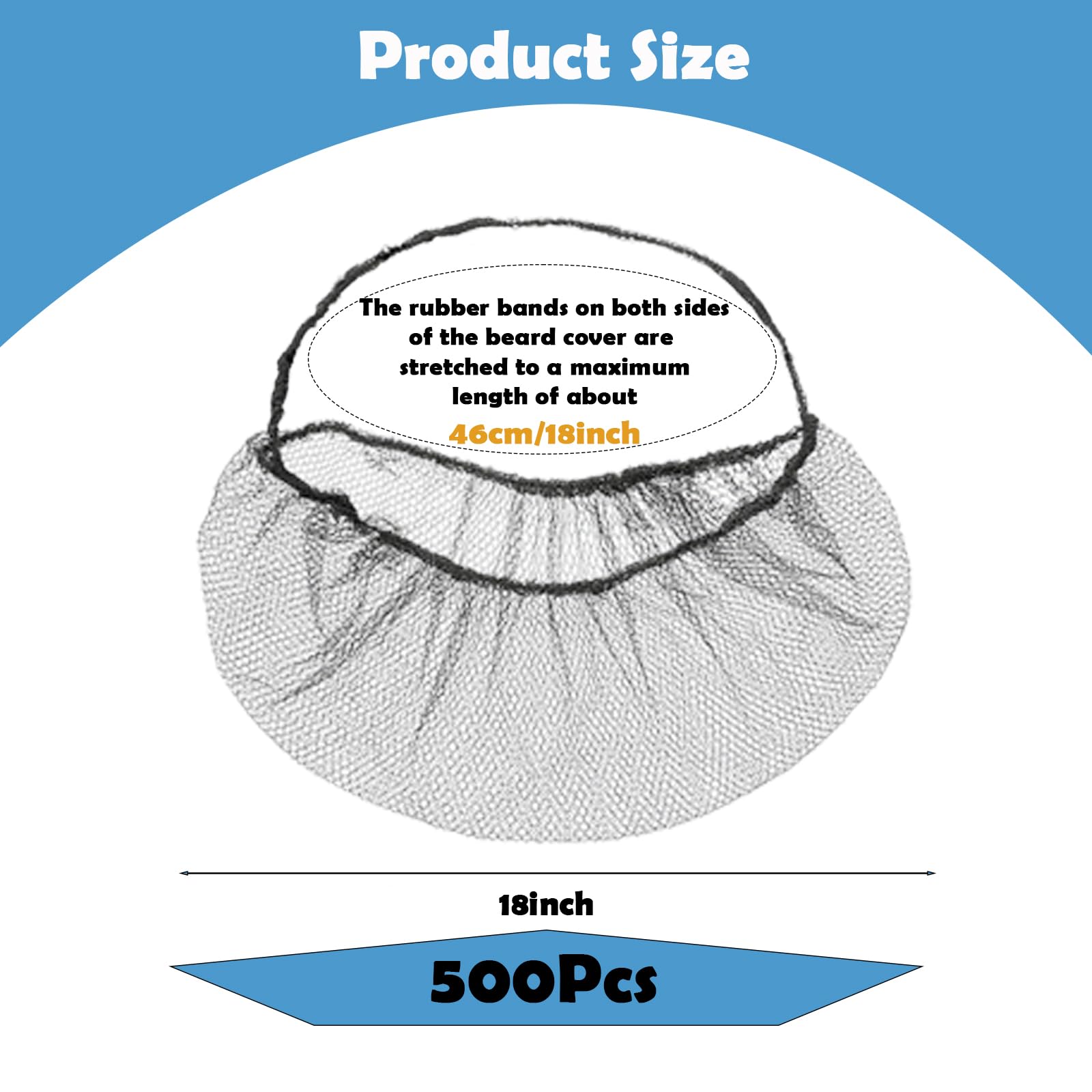 500 Pcs Black Beard Nets - Disposable Beard Nets for Food Service, Breathable Nylon, 18" Protective Beard Covers for Restaurant Staff for Men - 4