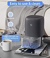 Vista 5 de Deshumidificador, deshumidificadores pequeños de 35 onzas para dormitorio para el hogar, silencioso con apagado automático, deshumidificadores