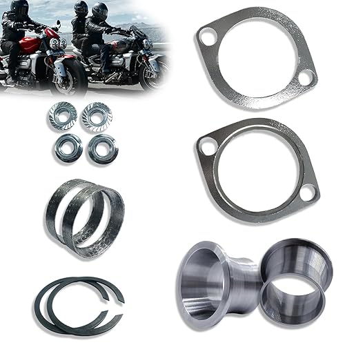 Kit de juntas y conos de torsión y brida cromada con tuercas y arandelas compatible con modelos Touring Dyna Softail Sportster Evolution Big Twin