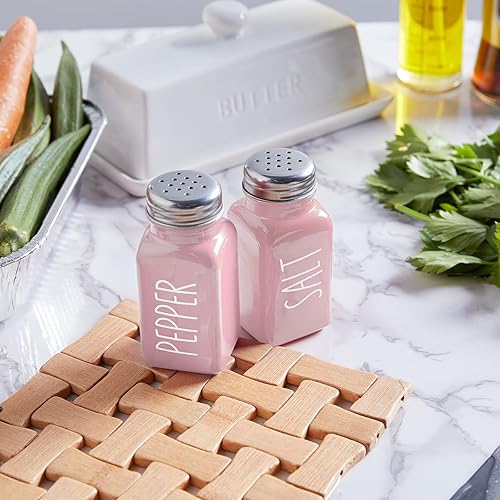 Miniatura 6 de Juego de saleros y pimenteros rosados, decoración y accesorios de cocina rosados, bonito salero de cristal para cocina y mesa, RV, campamento,