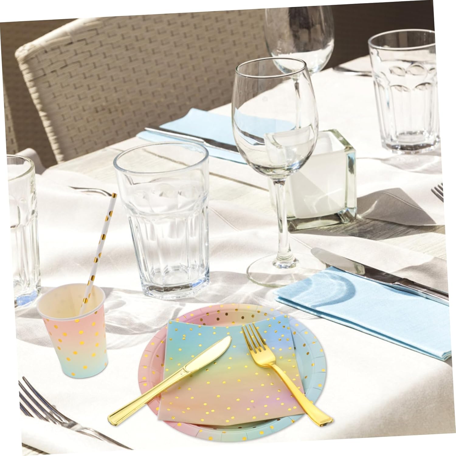 Garneck 1set Party Dinnerware for Birthdays Weddings and Bbqs Includes Plates Cups Napkins and Cutlery for Guests Vibrant and Decorative Tableware