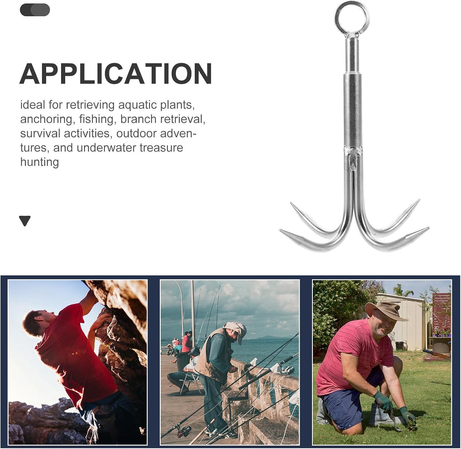 Stainless Steel 4-Claw Grappling Hook for Fishing Equipment