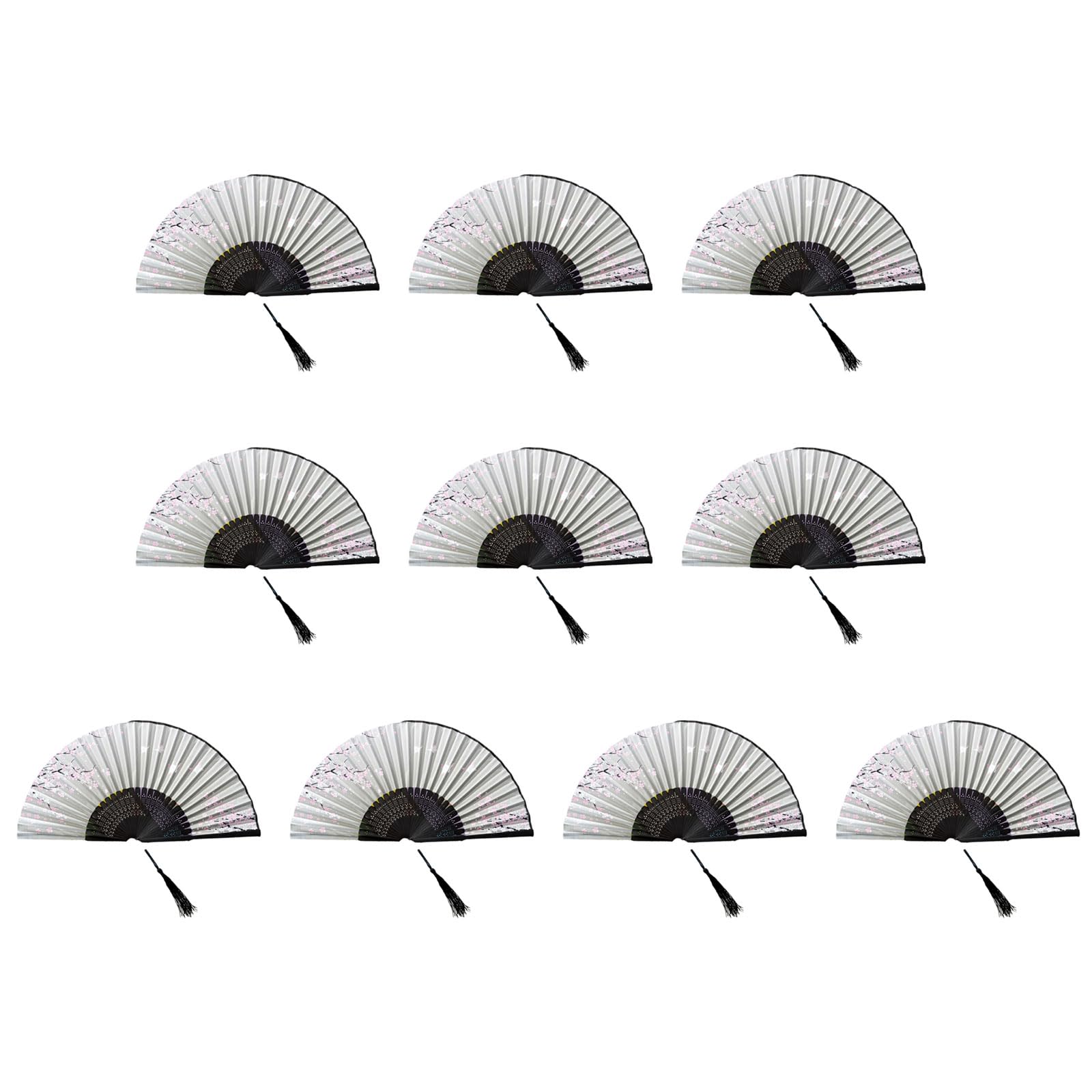 Tsophreniq Of 10 Bamboo Folding Fans Traditional Chinese Handheld Fan with Elegant Carvings for Cooling and Decoration Bamboo Fan