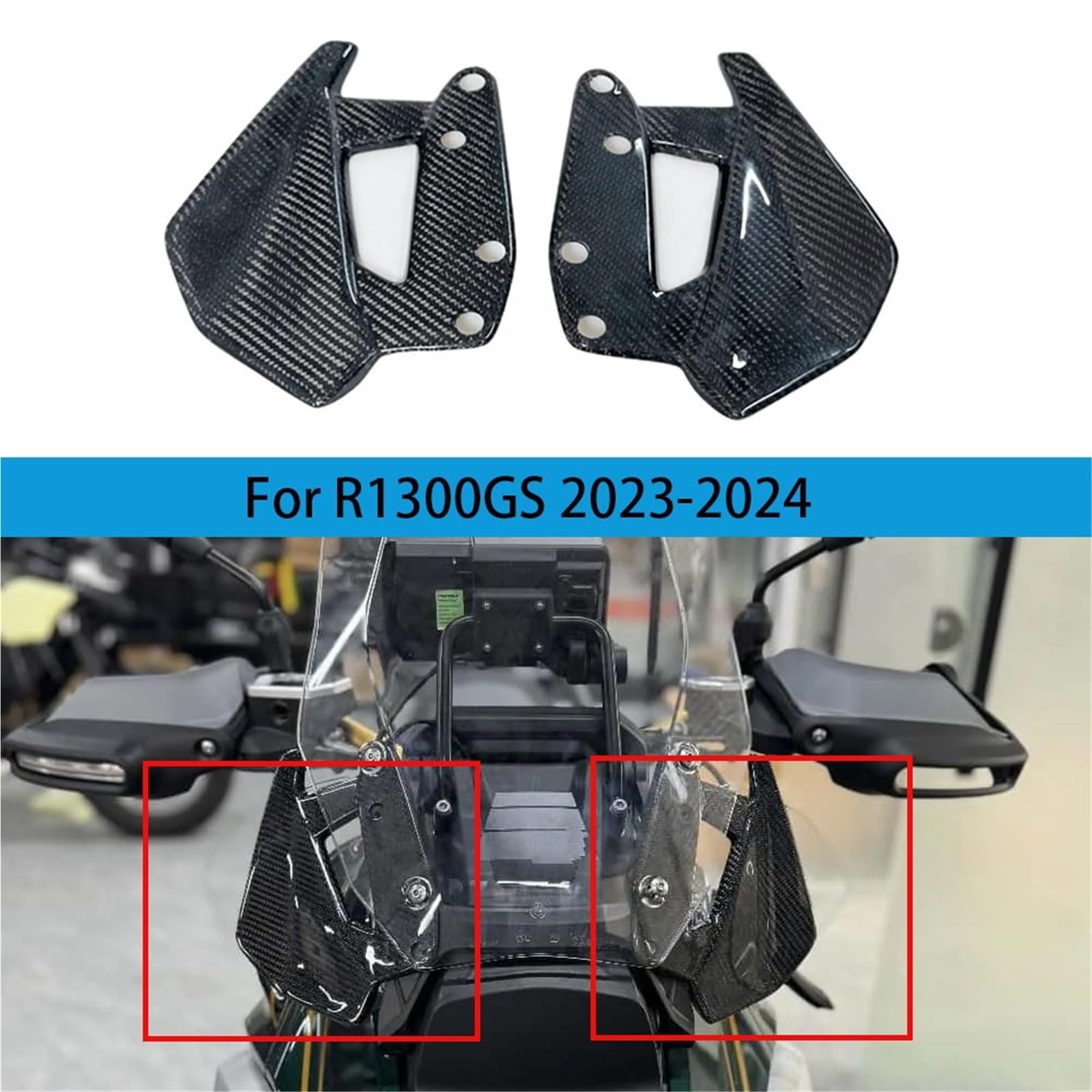 Front Bumper Splitter dachowy Pasuje do BMW R1300GS R 1300 GS Adventure 2023-2024 Zestaw deflektorów bocznych i osłony przedniej szyby