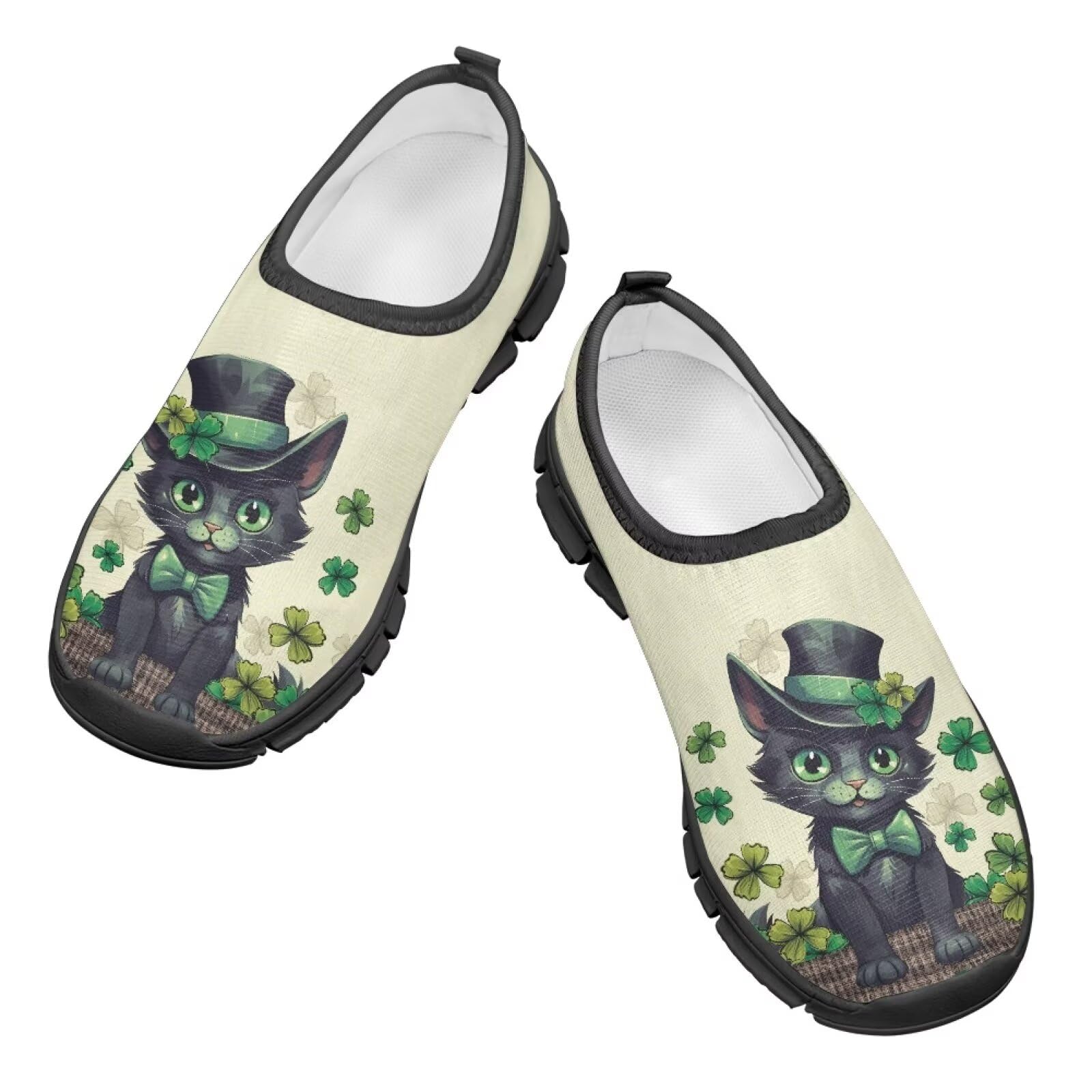 Doojoayie St Patrick's Day Gifts for Boys Cat Shoes Slip On Sneakers Kids Size 12.5 Breathable Summer Tennis Shoes for School Girls Fancy Athletic Bowling Shoes Non Slip