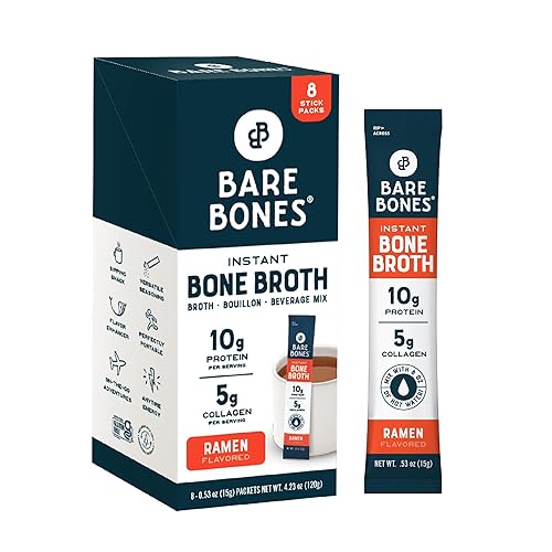 Miniatura 8 de Bare Bones Bone Broth - Mezcla instantánea para bebidas en polvo, jengibre de limón, paquete de 8, varillas de 0.53oz, 0.35oz de proteína, apto para