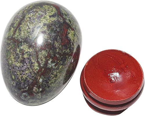 Miniatura 2 de Figuras de huevo de cristal de piedra de sangre de dragón natural pulidas, huevos de piedras preciosas de bolsillo de piedra de palma curativa