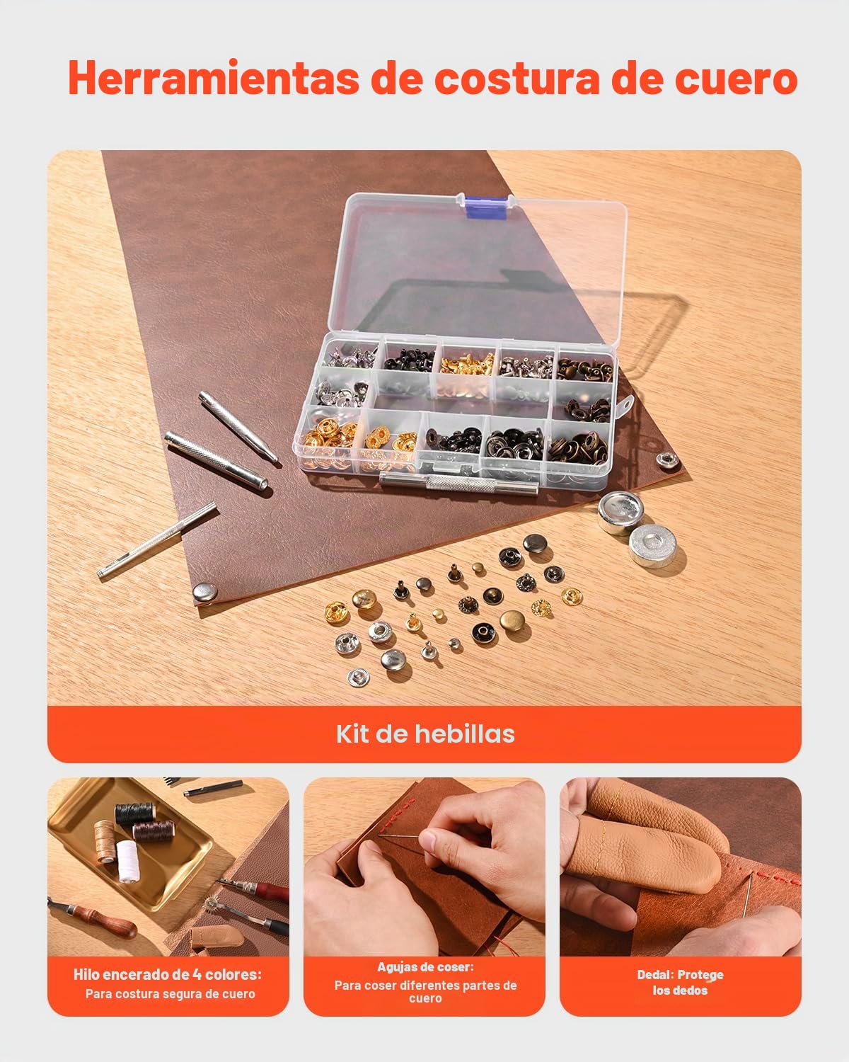 VEVOR 61 Piezas Kit de Herramientas para Trabajar el Cuero con Bolsa de Lona Portátil, Herramientas de Corte para Estampación, Costura y Grabado, para Principiantes, Entusiastas del Bricolaje
