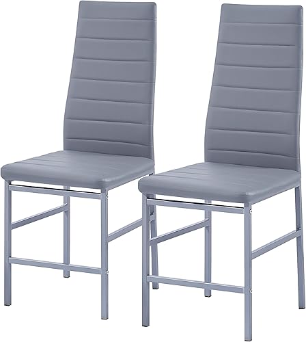Miniatura 11 de Sillas de comedor con respaldo alto, sillas de cocina de piel sintética para sala de estar, silla lateral sin brazos, impermeable, sillas de