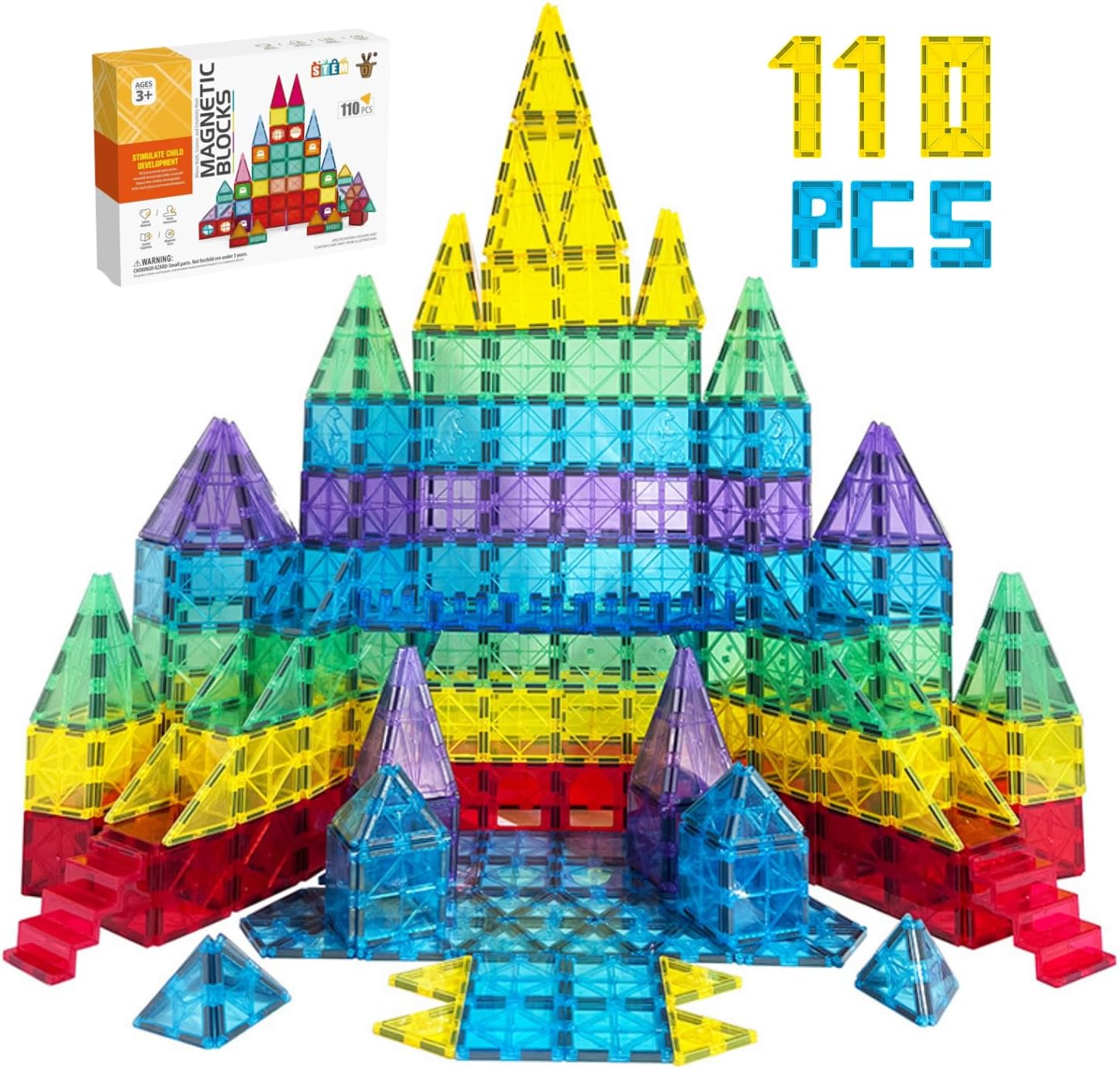 Bushora 110 PCS Magnetic Building Tiles Set – STEM Educational Toys for ...