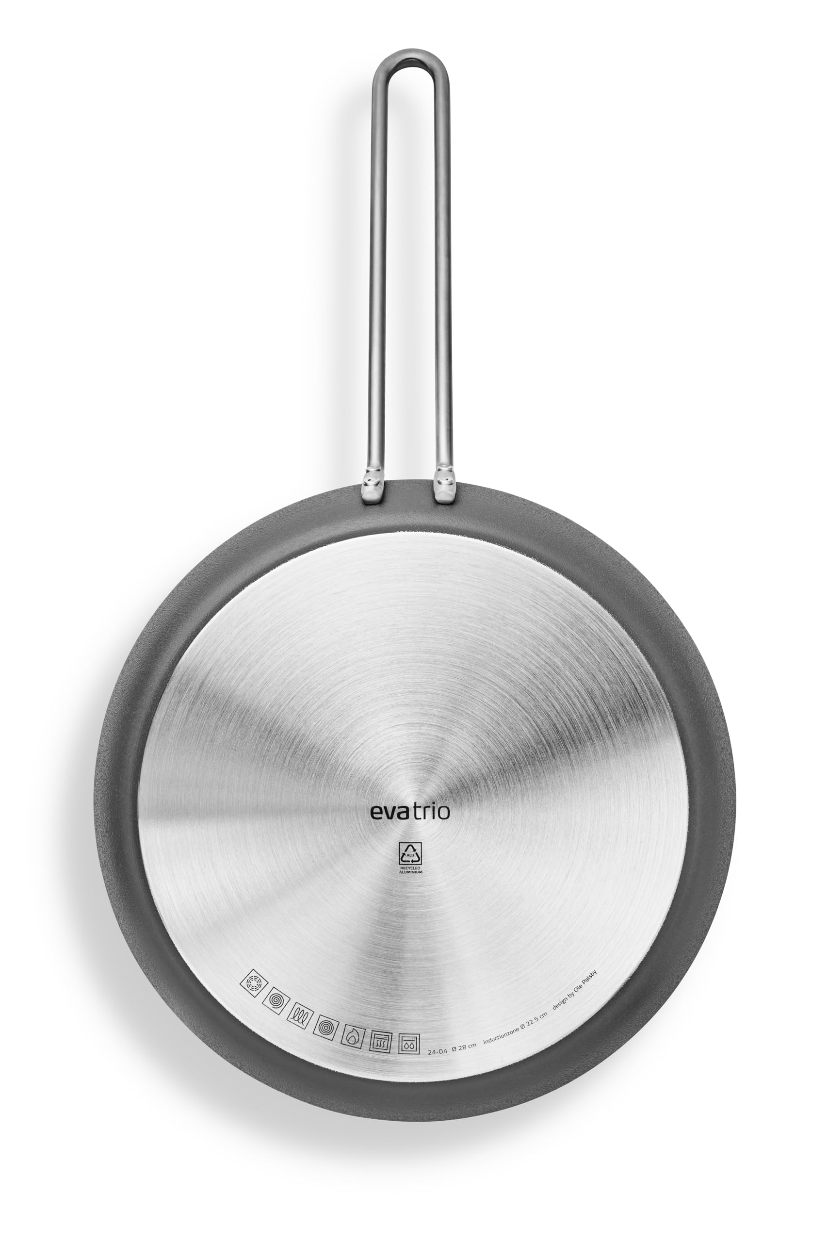 Eva Trio patelnia Grey Line 28 cm, ceramiczna powłoka zapobiegająca przywieraniu Slip-Let®, łatwe i efektywne przygotowanie, idealna do wszystkiego, od chrupiących skórek po delikatne składniki, szara