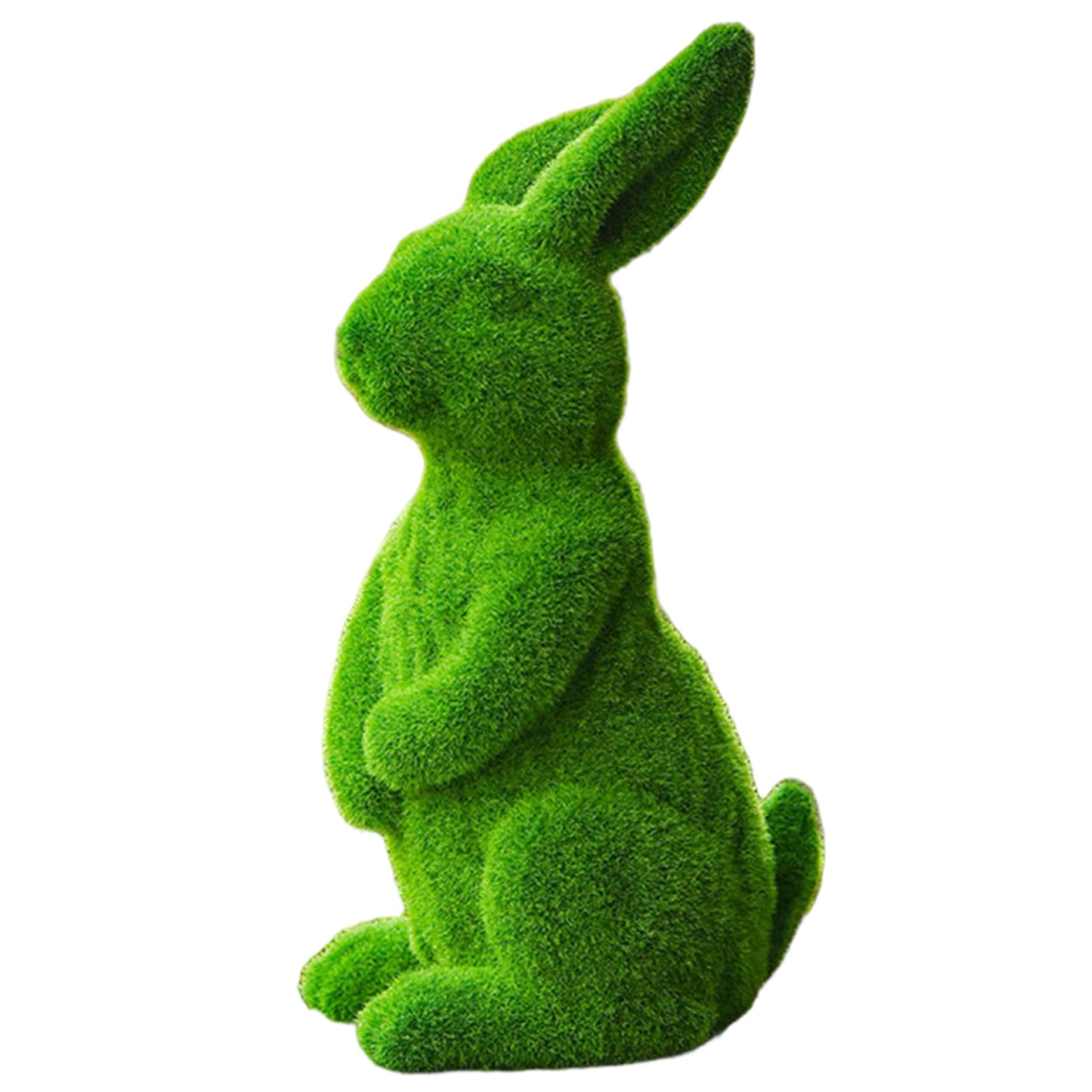 CAKEEYUM Easter Bunny, 13in Flocked Mossy Garden Statue Resin Rabbit Decor for Outdoor Easter and Spring Lawn Ornament, Green Bunny, Decor, Decorations, Rabbit, Moss