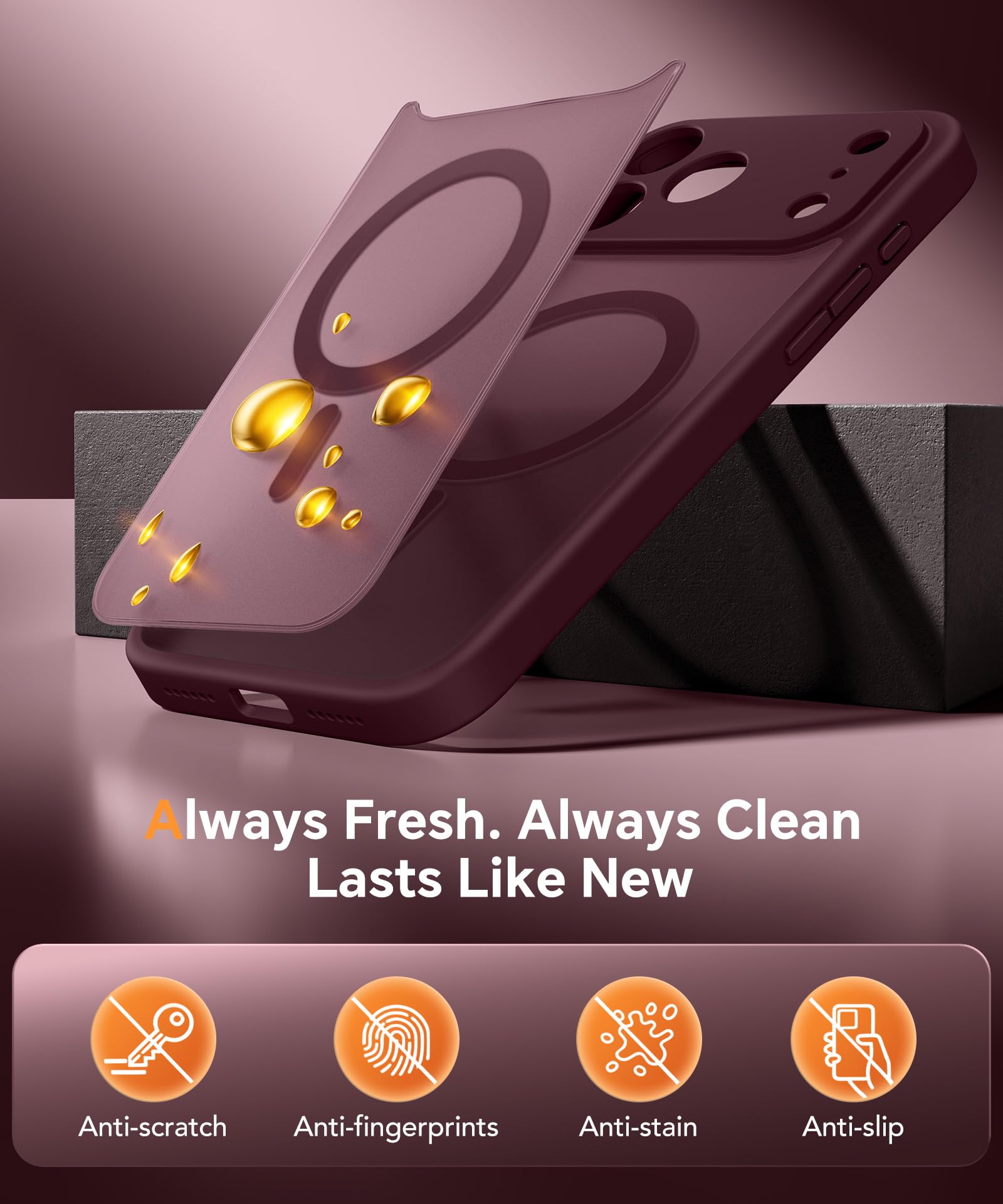 Magnetic Case for iPhone 17 Pro Max with Privacy Screen Protector [Compatible with MagSafe][Camera Protection][Military-Grade][Camera Control Cover]Translucent Matte 17 ProMax Phone Case,Wine Red — view 9