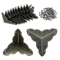 Vista 1 de SDTC Tech Paquete de 12 protectores de esquina de muebles de 1 x 1 pulgada, borde triangular de bronce antiguo, protector decorativo de esquina