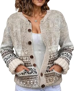 Sponsored Ad - LIZALIG Cardigan for Women Fair Isle Sweater Chunky Cardigan Plus Size Cute Outfits Knit, Vintage Style for...
