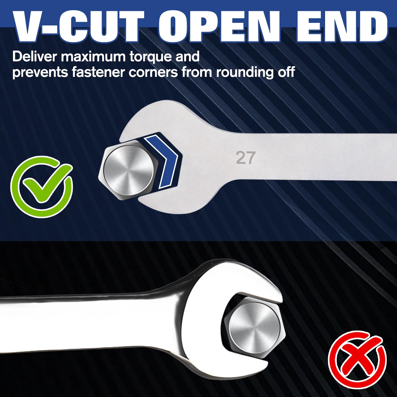 SPEEDWOX 8pcs 3MM Super-Thin Open End Wrench Set including Roll Pouch Long Pattern Combination Wrench Sets V-Groove Open End 5.5 - Image 4