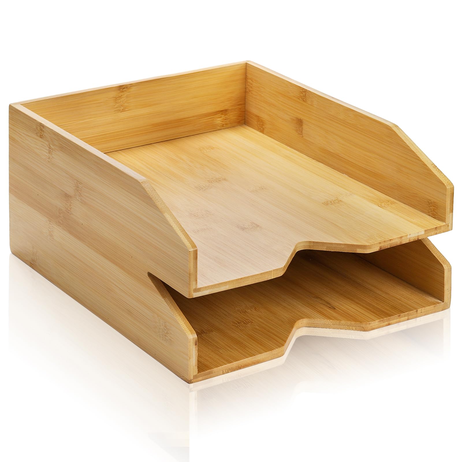 Pumtus Vassoio per lettere a 2 livelli, 35,5 x 28,9 cm, organizer da scrivania in bambù, organizer per documenti da scrivania, grande organizer per documenti da scrivania, stazione di lavoro di studio