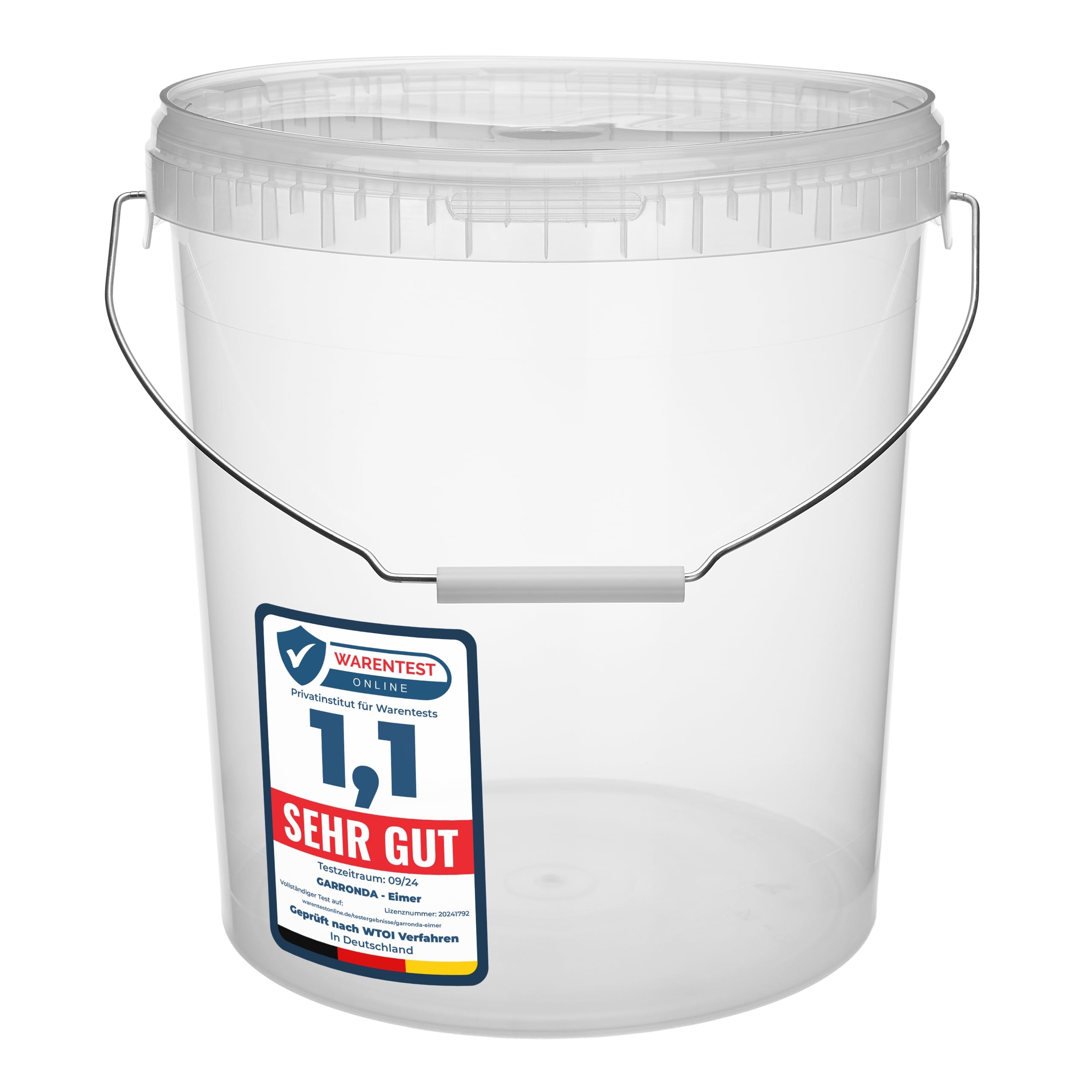 Garronda Eimer mit Deckel 16 Liter für die Lagerung von Lebensmittel- und Chemischen Produkten 1 Stück Transparent GD-0072