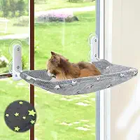 Poleiro De Janela Para Gatos, Cama De Rede Dobrável Sem Fio Que Brilha No Escuro Para Gatos Com Estrutura De Metal Resistente, Assento De Descanso De Janela Com Padrão De Estrelas Brilhante
