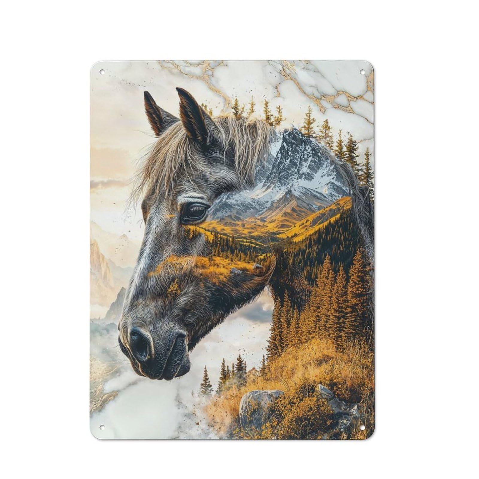 Junmoney Majestic Spirit Of The Wild Metal Plaque 40X30cm With For Hallway Wall, Rustic Decor, For Garage, Workshop And Man Cave Decoration