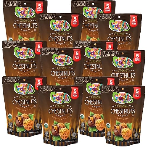 Castañas enteras orgánicas, castañas tostadas y peladas, Kosher para Pascua, mini bolsas para llevar, bolsa de 5 x 1.23 onzas (paquete de 3)